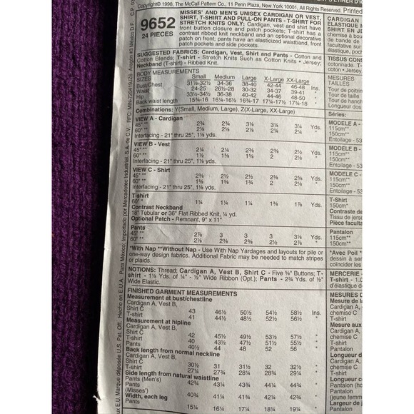 McCalls sewing pattern 9652 unisex scrubs pants top shorts size s m l - Picture 4 of 5